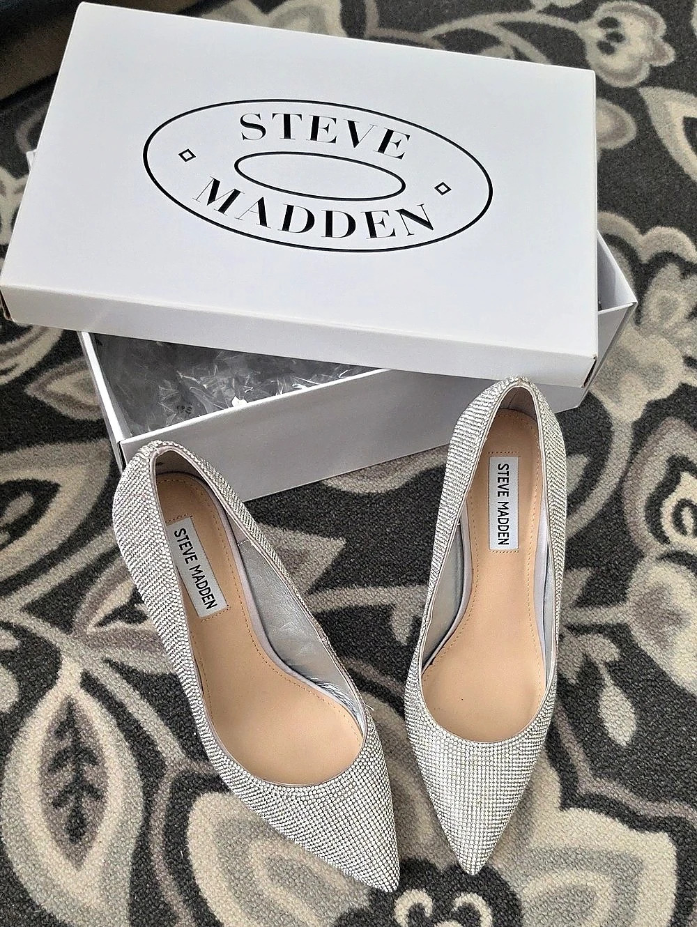Steve Madden Vala Rhinestone Pumps Silver